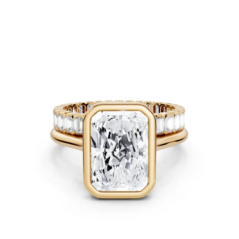 01 Affinity Bezel Radiant Bridal Set