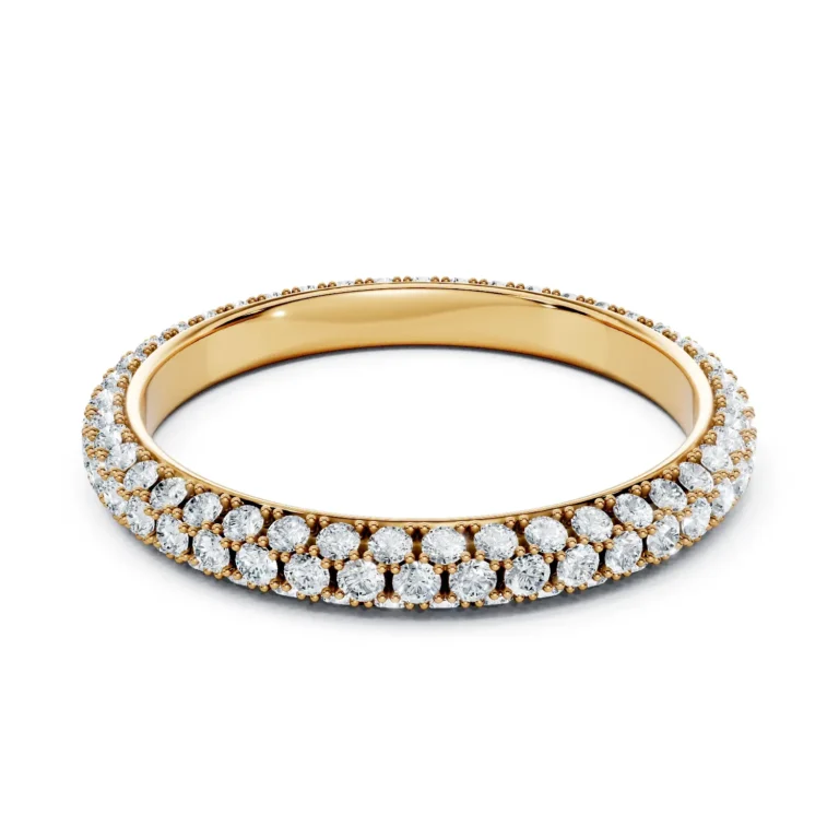 01 Eternity Multiple Row Pavé Setting Prunus mume Bezel Base Misaligned Arrangement full coverage round 2.5