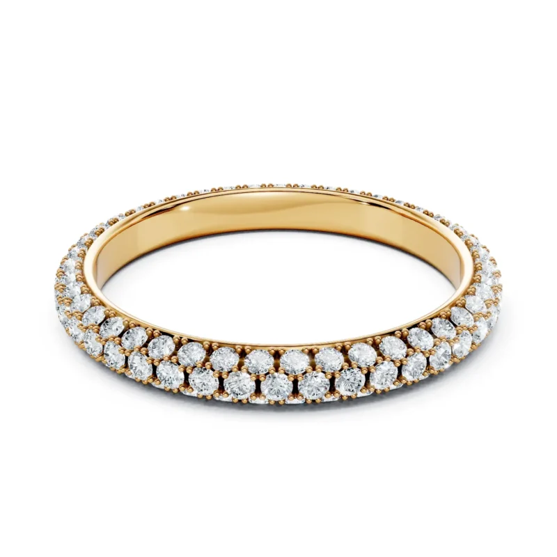 01 Eternity Multiple Row Pavé Setting Prunus mume Bezel Base Misaligned Arrangement full coverage round 2.5