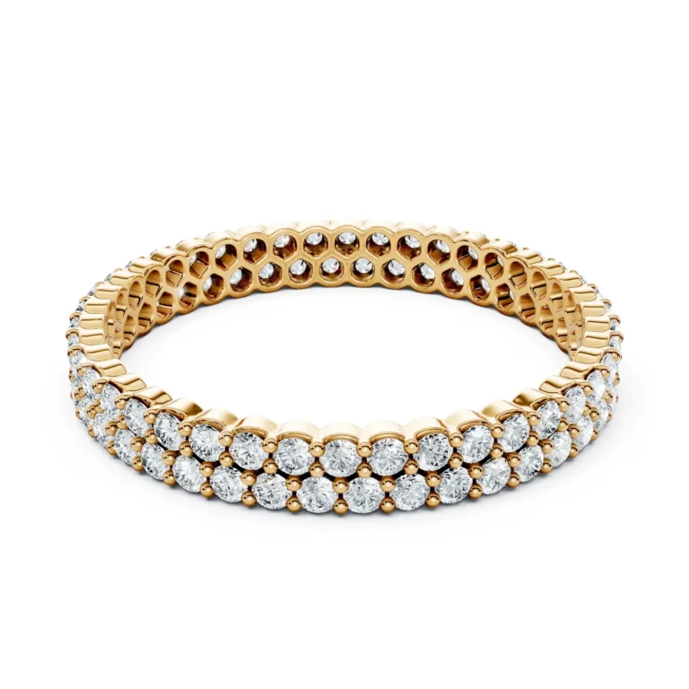 01 Eternity Multiple Row Prong Setting Prunus mume Light Pass Misaligned Arrangement full coverage round 2.8