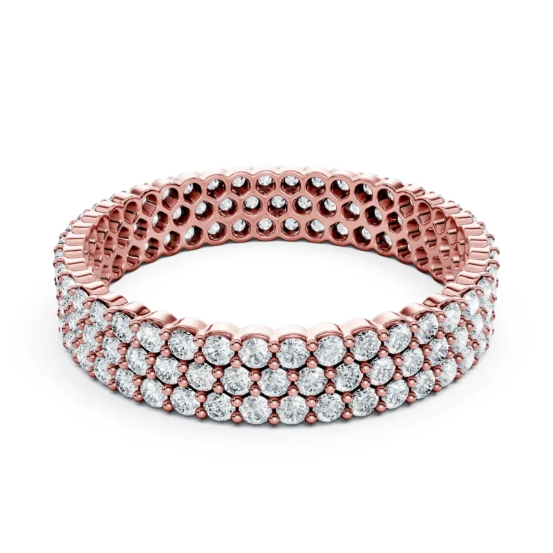 01 Eternity Multiple Row Prong Setting Prunus mume Light Pass Misaligned Arrangement full coverage round 4.09