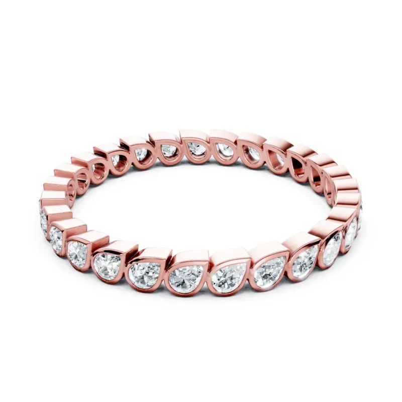 01 Eternity Stack Single Row Bezel Setting Light Pass Alternative full coverage pear 2.3