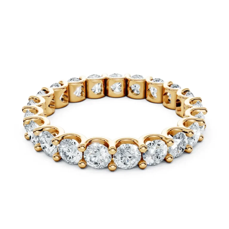 01 Eternity Stack Single Row Prong Setting Shared Prong Light Pass full coverage round 2.9