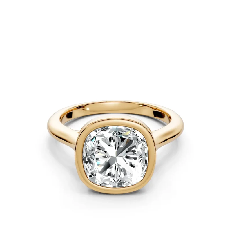 01 Solitary Fashion Bezel Cathedral Outstanding Profile Solitaire Comfort cushion engagement ring 1