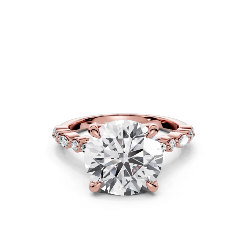 01 Solitary Fashion Floral Cathedral Standard Profile Alternating Pave 12 coverage round engagement ring 1