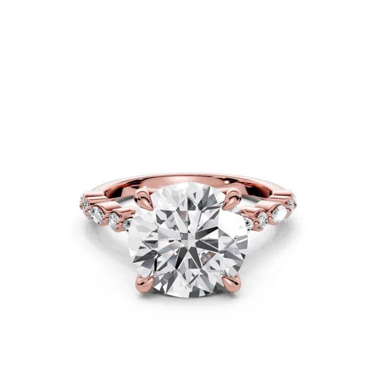 01 Solitary Fashion Floral Cathedral Standard Profile Alternating Pave 12 coverage round engagement ring 1