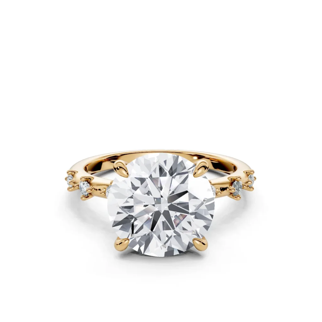 01 Solitary Fashion Four Prong Light Pass Standard Profile Pinpoint Pave 12 coverage round engagement ring