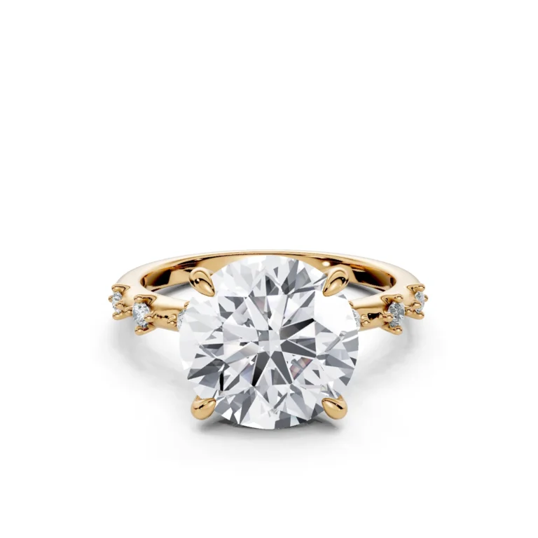 01 Solitary Fashion Four Prong Light Pass Standard Profile Pinpoint Pave 12 coverage round engagement ring