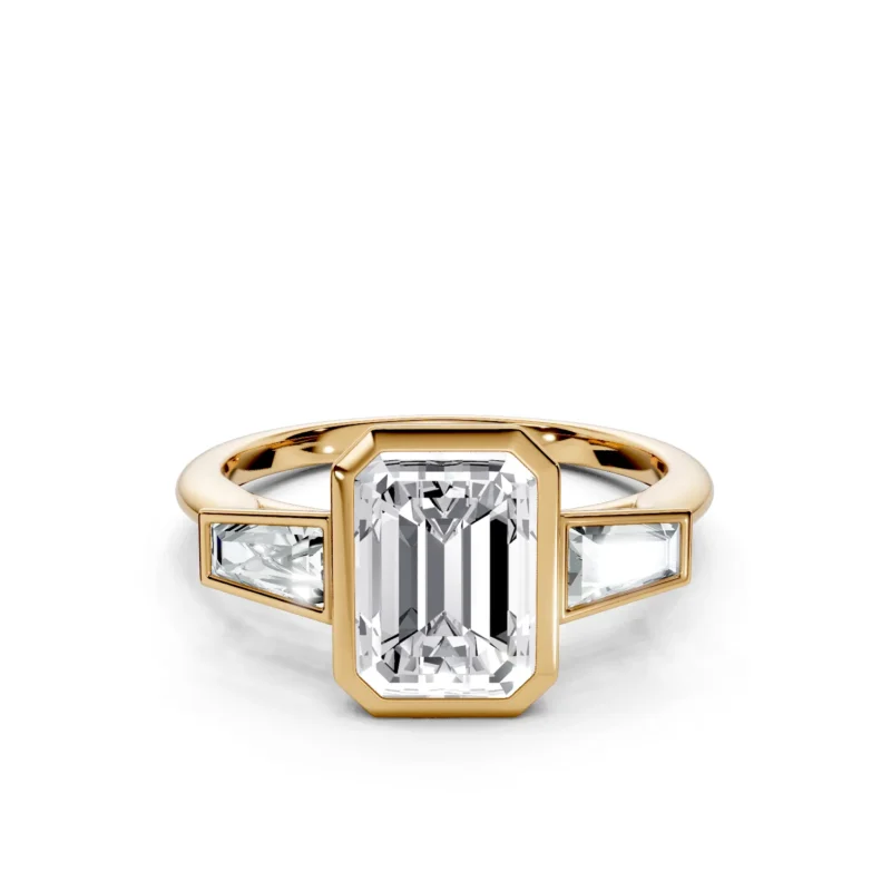 01 Three Stone Fashion Bezel Light Pass Standard Profile Solitaire Standard emerald engagement ring 1