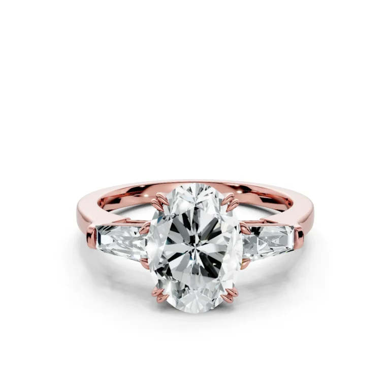 01 Three Stone Fashion Double Claw Standard Profile Solitaire Straight oval engagement ring 1 1