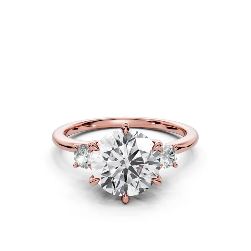 01 Three Stone Fashion Six Prong Standard Profile Solitaire Standard round engagement ring 1