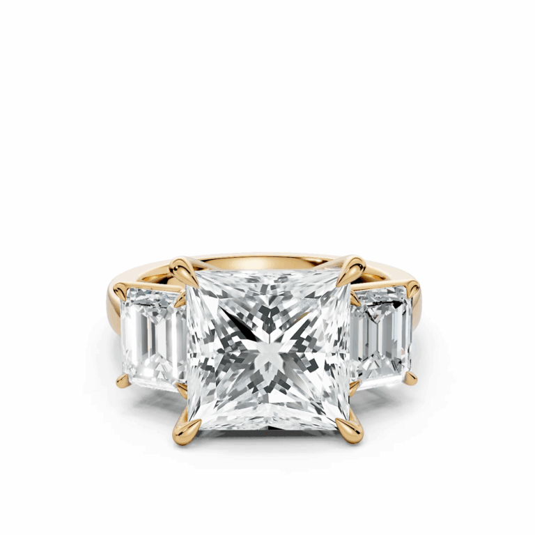 1 Three Stone Four Prong Standard Profile Solitaire Straight princess 副本