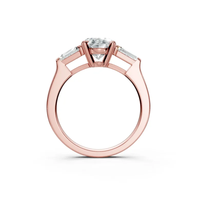 10 Three Stone Fashion Double Claw Standard Profile Solitaire Straight oval engagement ring 1