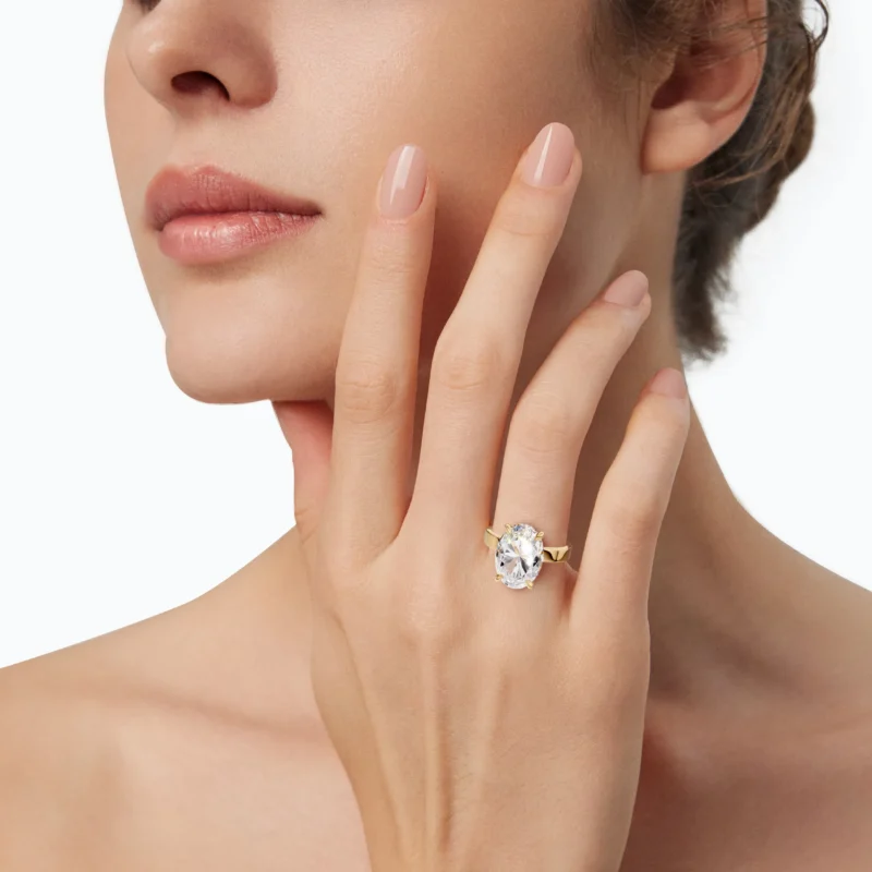 13 Solitary Four Prong Standard Profile Solitaire Straight oval engagement ring