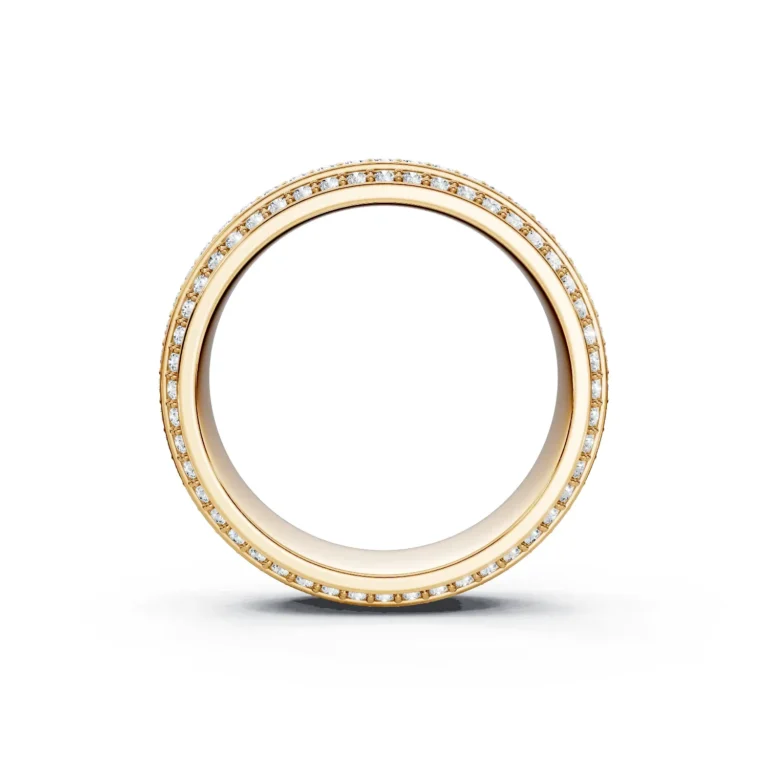 2 Eternity Multiple Row Pavé Setting Bead and Bright Bezel Base Misaligned Arrangement full coverage round 6.0
