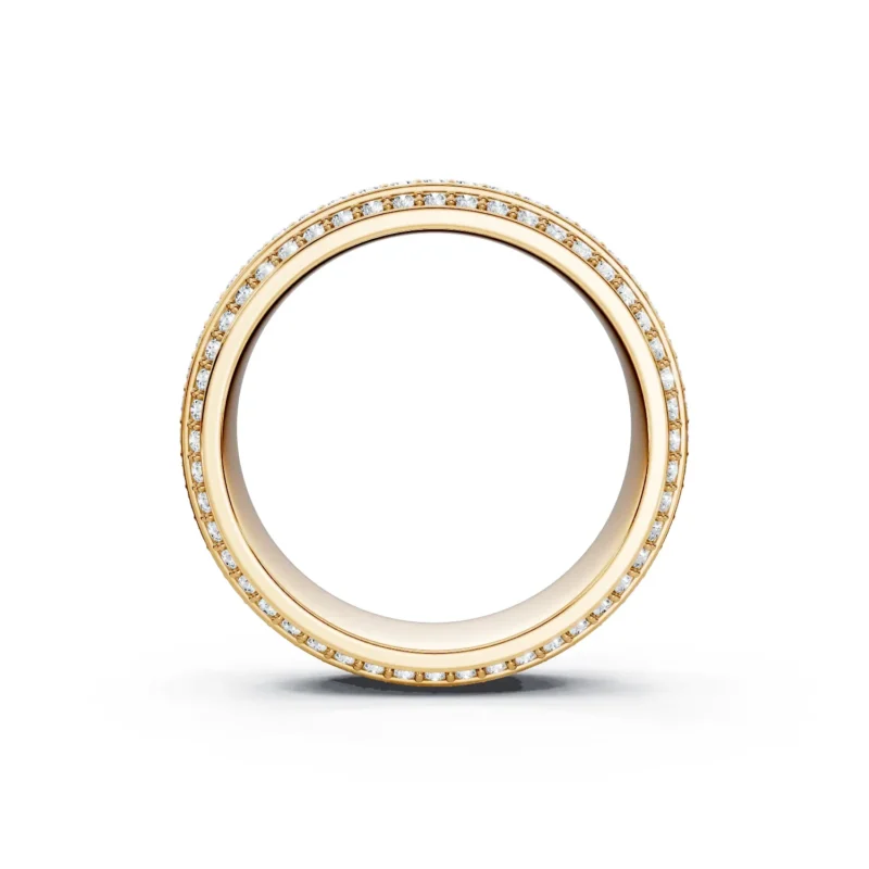 2 Eternity Multiple Row Pavé Setting Bead and Bright Bezel Base Misaligned Arrangement full coverage round 6.0
