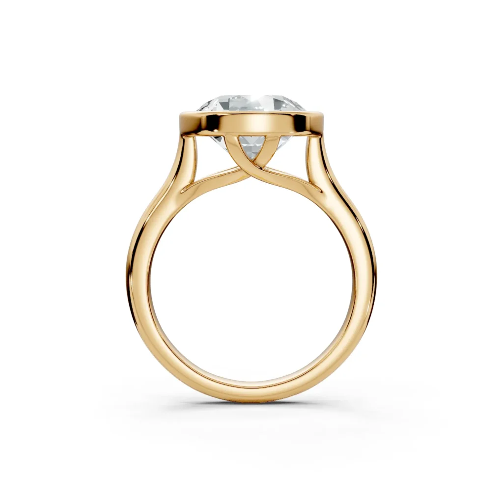 2 Solitary Fashion Bezel Light Pass Standard Profile Solitaire Comfort round engagement ring 1