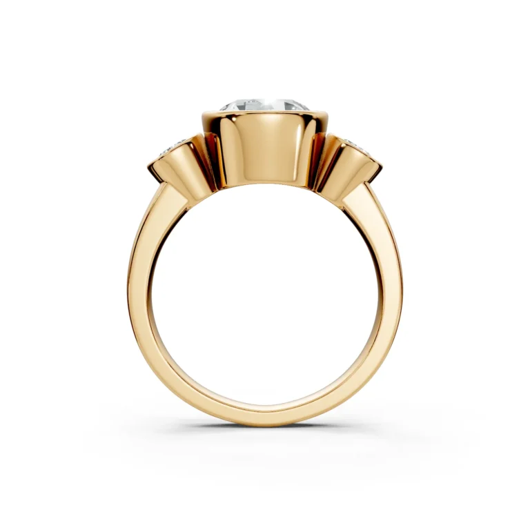 2 Solitary Fashion Bezel Low Profile Solitaire Straight round engagement ring 1