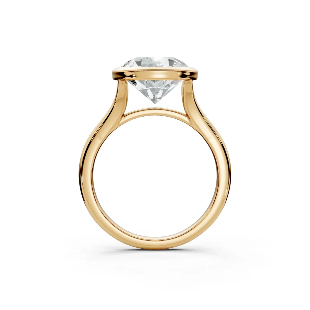 2 Solitary Fashion Bezel Standard Profile Solitaire Comfort round engagement ring