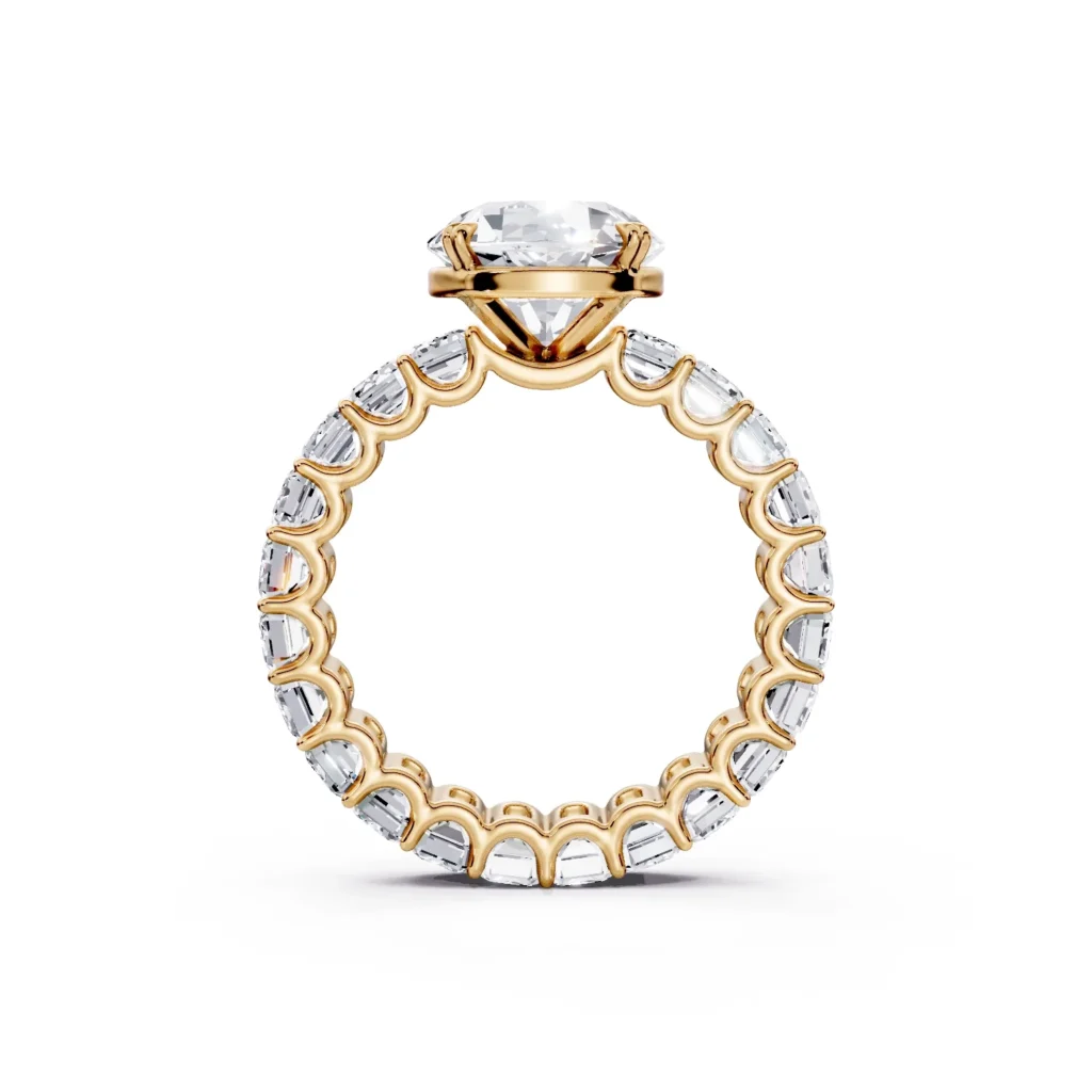 2 Solitary Fashion Double Claw Low Profile Ushape Pave full coverage round engagement ring 2