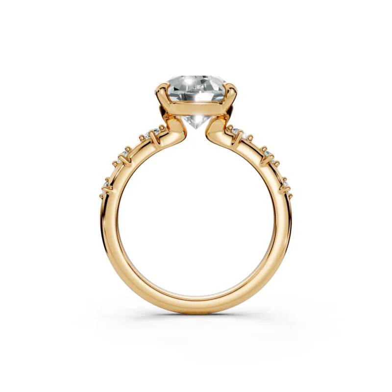 2 Solitary Fashion Four Prong Light Pass Standard Profile Pinpoint Pave 12 coverage pear engagement ring