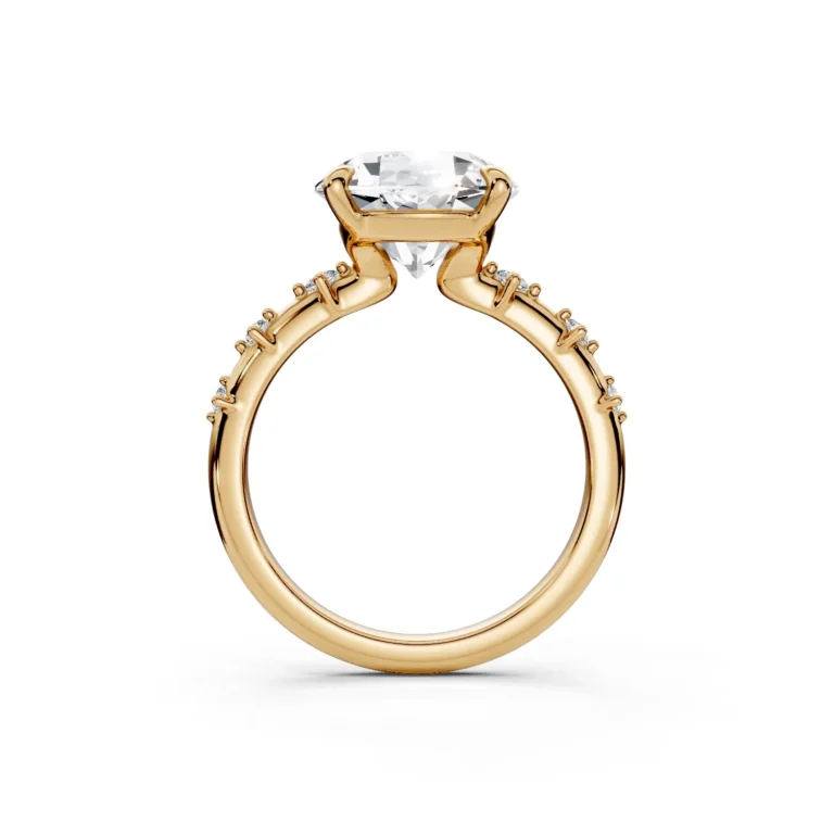 2 Solitary Fashion Four Prong Light Pass Standard Profile Pinpoint Pave 12 coverage round engagement ring