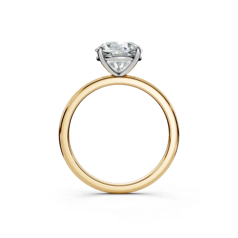 2 Solitary Fashion Four Prong Standard Profile Solitaire Standard Two Tone round engagement ring