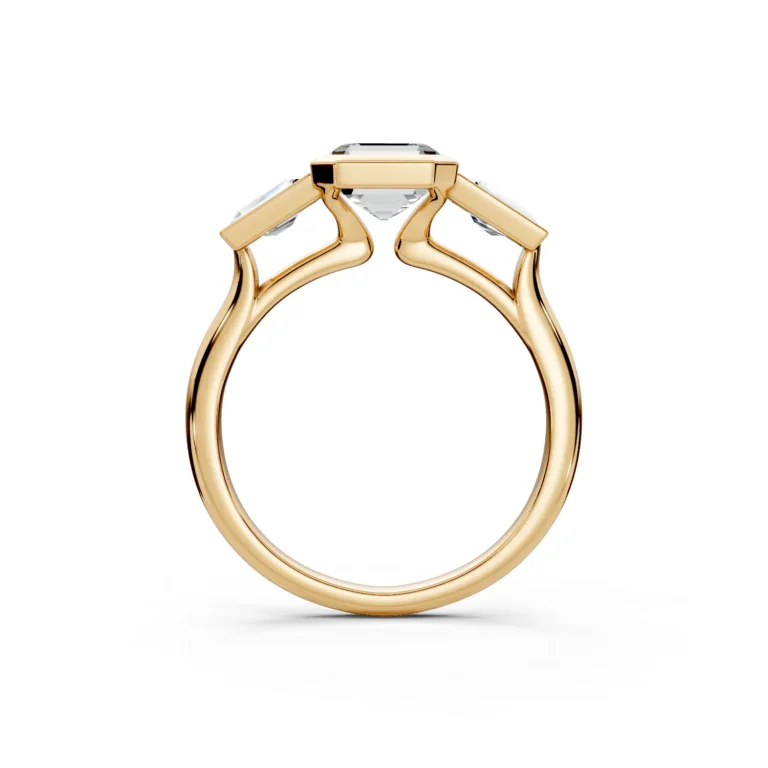 2 Three Stone Fashion Bezel Light Pass Standard Profile Solitaire Standard emerald engagement ring 1