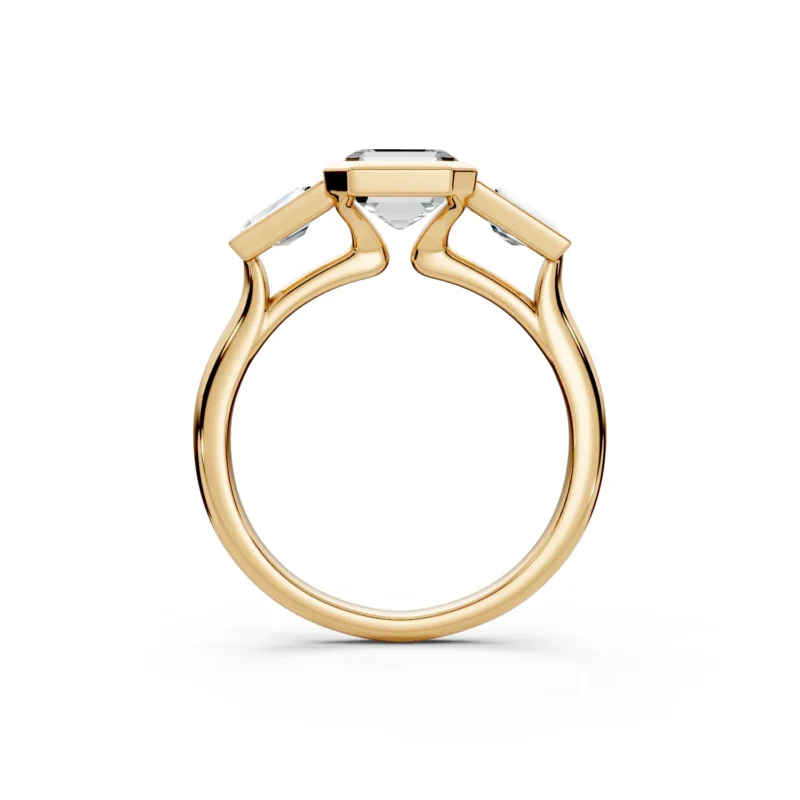 2 Three Stone Fashion Bezel Light Pass Standard Profile Solitaire Standard emerald engagement ring 1