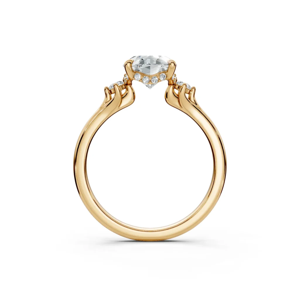 2 Three Stone Fashion Four Prong Hidden Halo Light Pass Standard Profile Solitaire Standard oval engagement ring 1