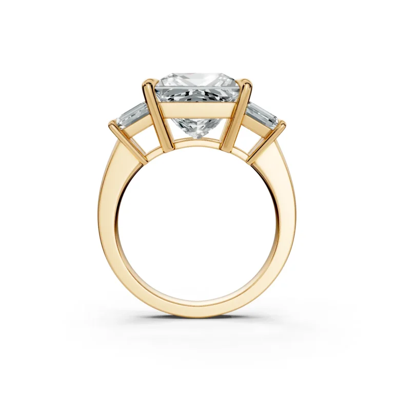 2 Three Stone Four Prong Standard Profile Solitaire Straight princess