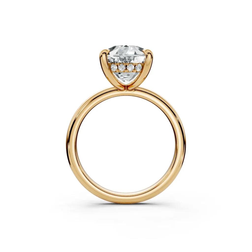 3 Solitary Four Prong Hidden Halo Standard Profile Solitaire Standard elongated cushion