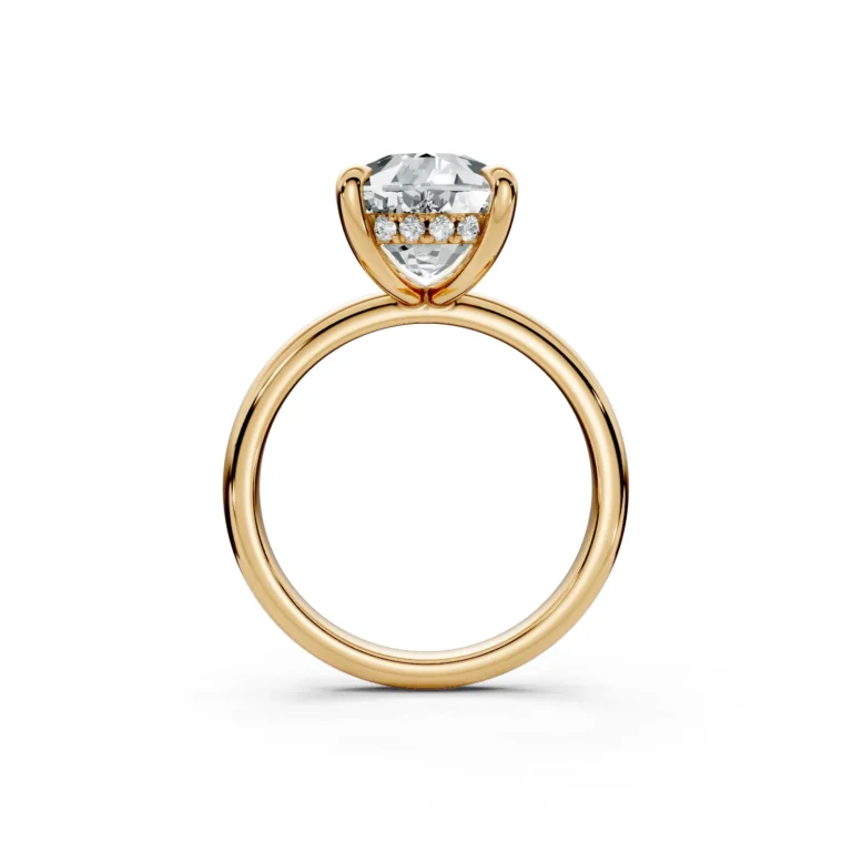 3 Solitary Four Prong Hidden Halo Standard Profile Solitaire Standard elongated cushion