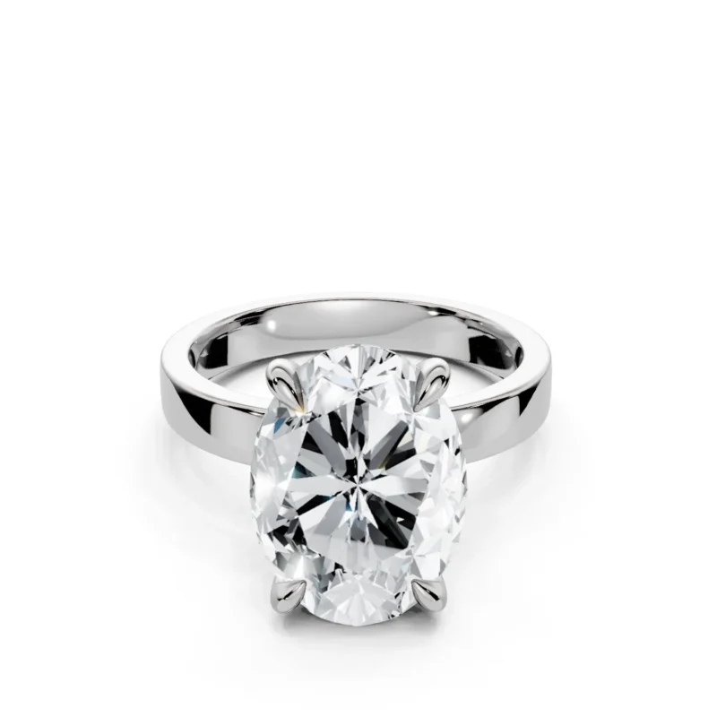 5 Solitary Four Prong Standard Profile Solitaire Straight oval engagement ring 1