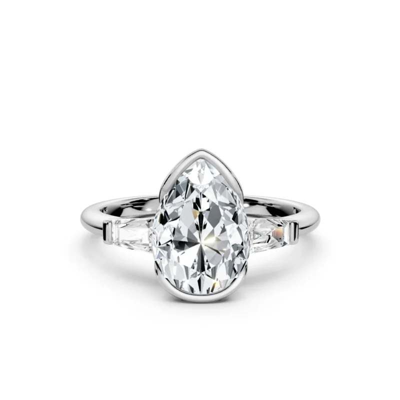 5 Three Stone tapered baguete Fashion Half Bezel L