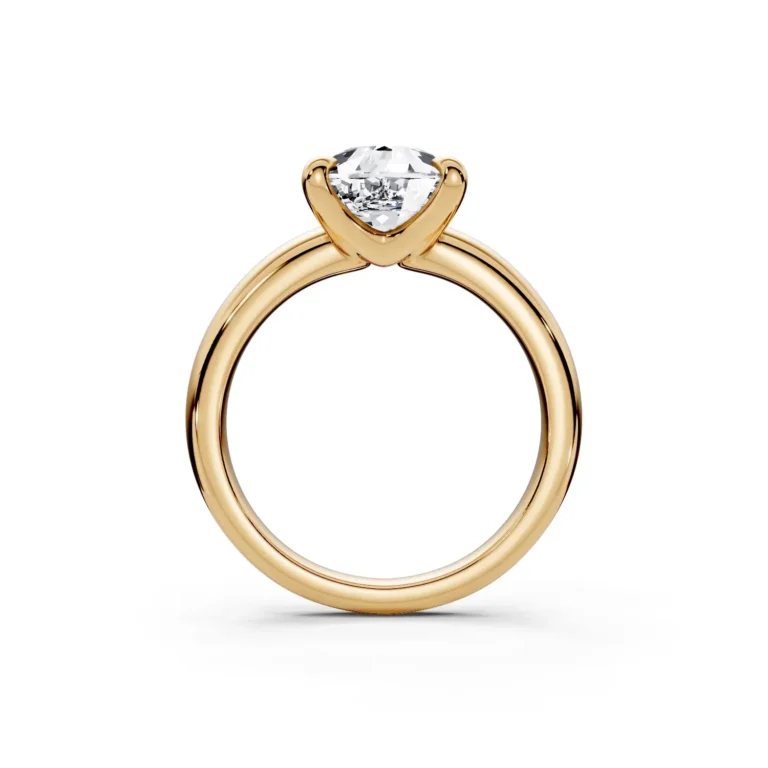 6 Solitary Four Prong Standard Profile Light Pass Solitaire Comfort elongated cushion engagement ring