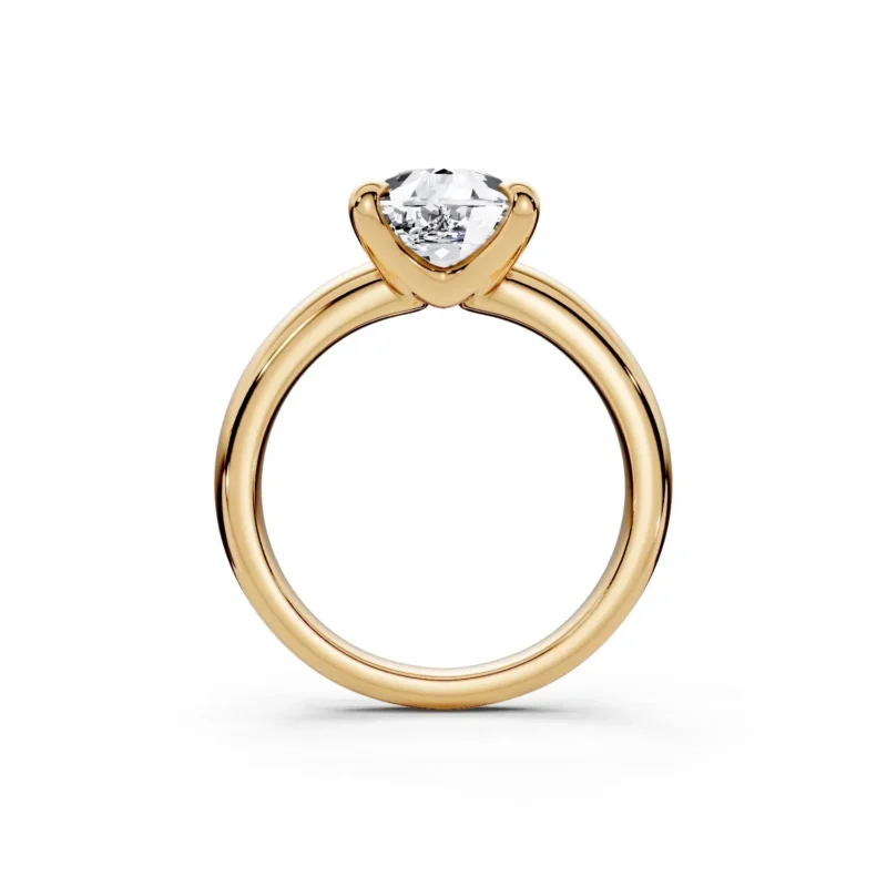 6 Solitary Four Prong Standard Profile Light Pass Solitaire Comfort elongated cushion engagement ring