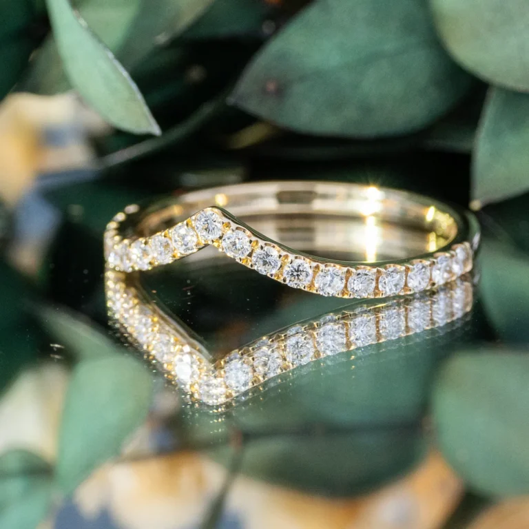 V Curved U Pavé Diamond Stackable Ring 1