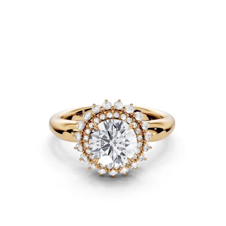 01 Vivre Features Halo Four Prong Standard Profile Solitaire Comfort round 1ct