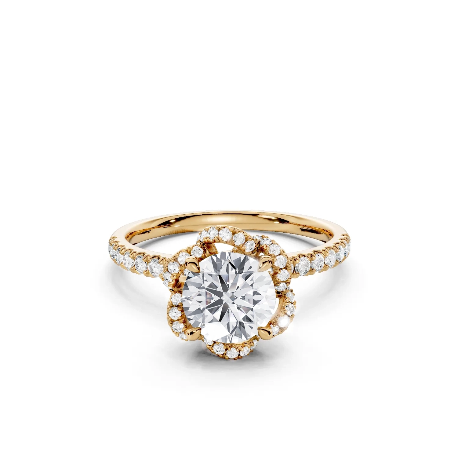 1 Vivre Features Halo Four Prong Outstanding Profile U Pavé 1 2 coverage round 1ct 1 Vivre Features Halo Four Prong Outstanding Profile U Pavé 1 2 coverage round 1ct