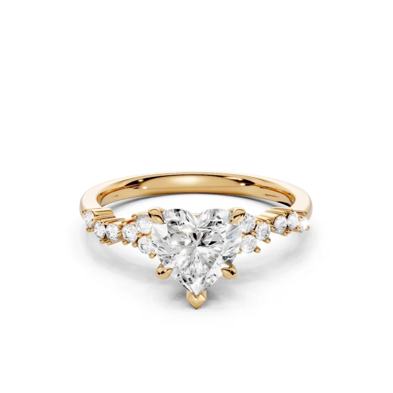 1 Vivre Features Solitary Four Prong Low Profile Light Pass Alternating Pavé 1 4 coverage heart 1ct