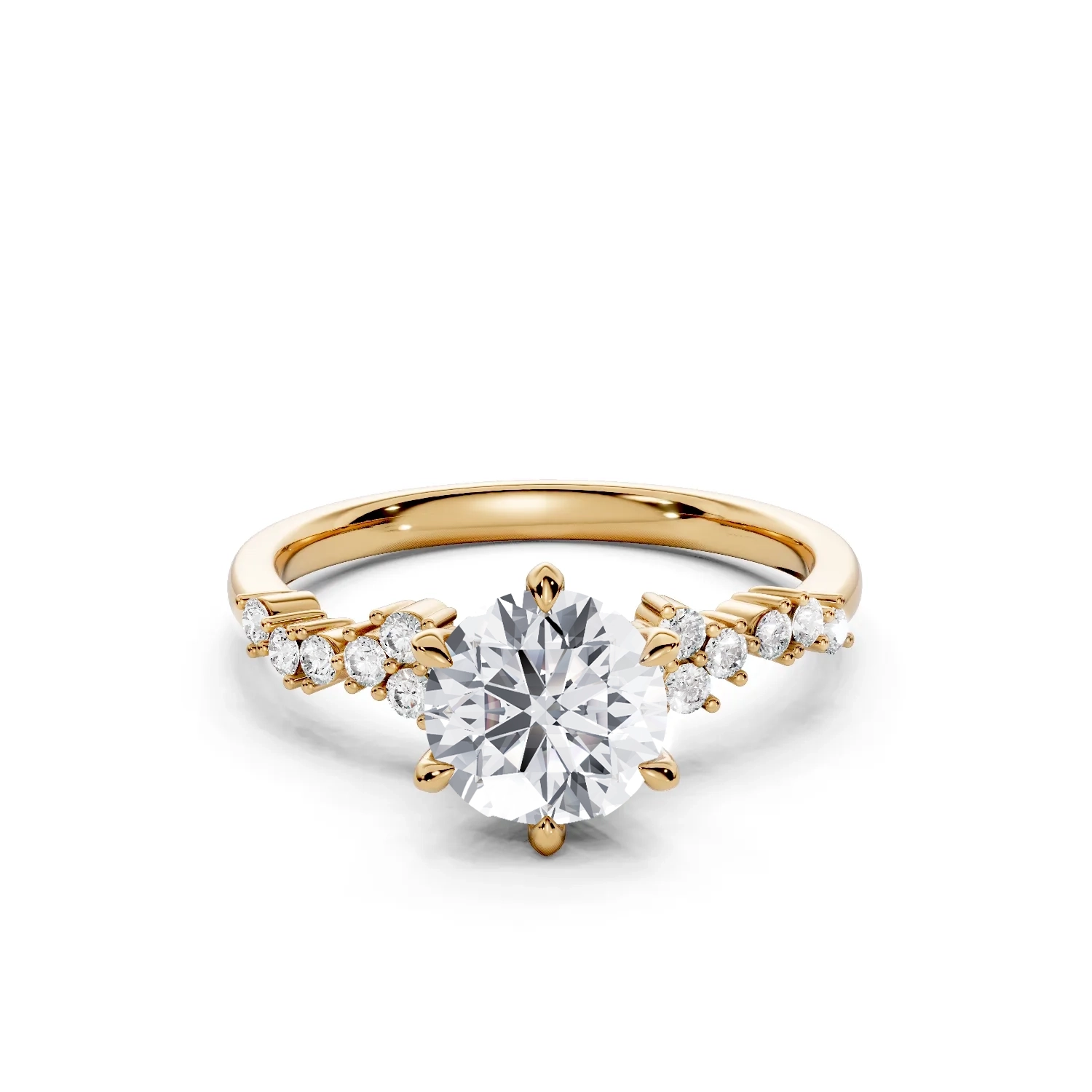 1 Vivre Features Solitary Four Prong Low Profile Light Pass Alternating Pavé 1 4 coverage round 1ct 1 Vivre Features Solitary Four Prong Low Profile Light Pass Alternating Pavé 1 4 coverage round 1ct