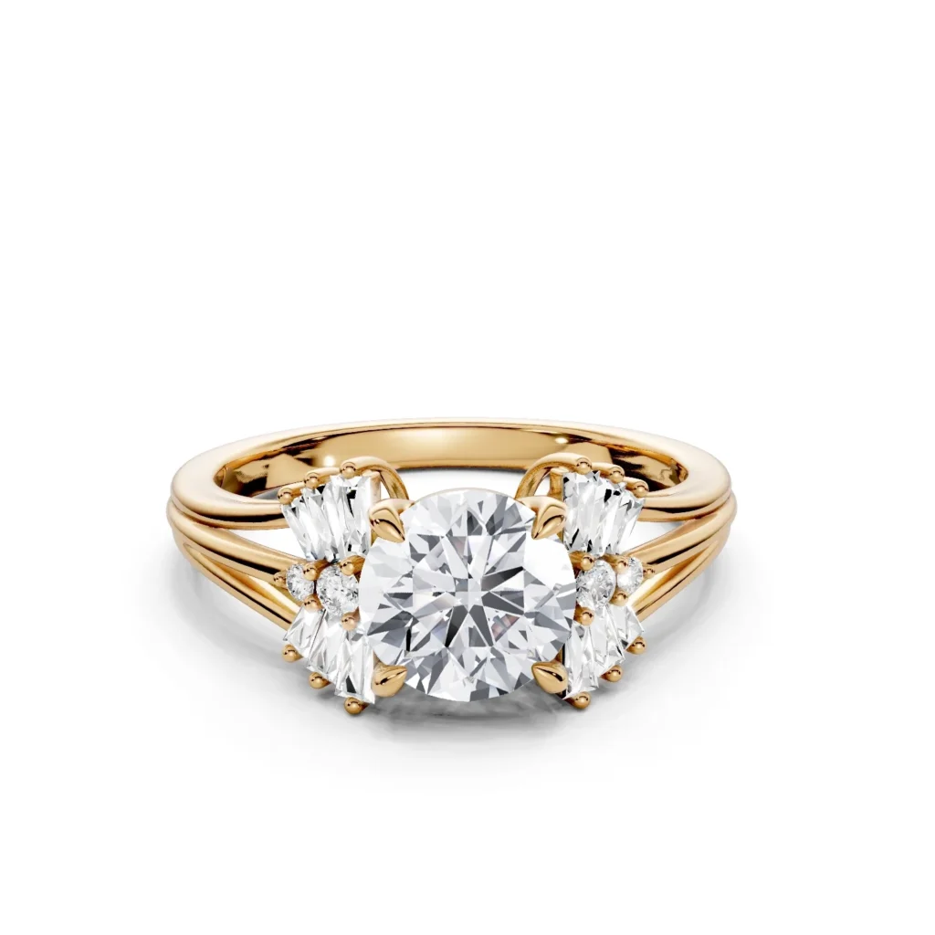 1 Vivre Features three stone cathedral Standard Profile Solitaire Comfort round 1ct