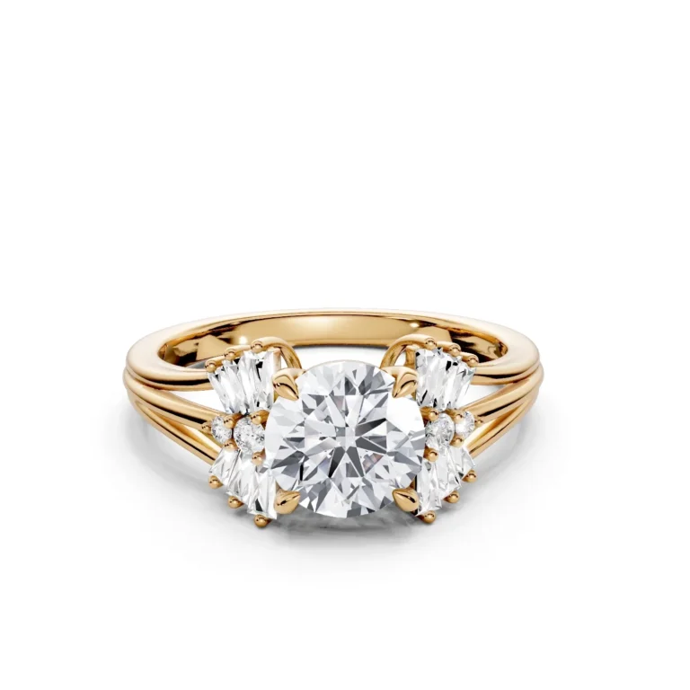 1 Vivre Features three stone cathedral Standard Profile Solitaire Comfort round 1ct