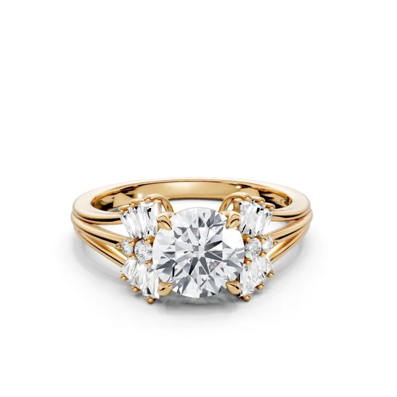 1 Vivre Features three stone cathedral Standard Profile Solitaire Comfort round 1ct