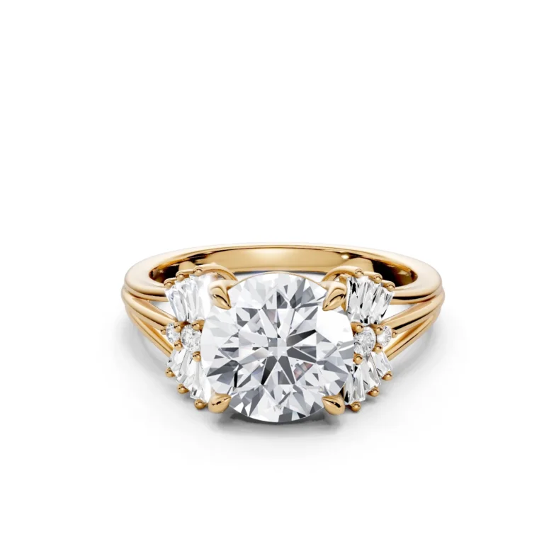 1 Vivre Features three stone cathedral Standard Profile Solitaire Comfort round 2ct