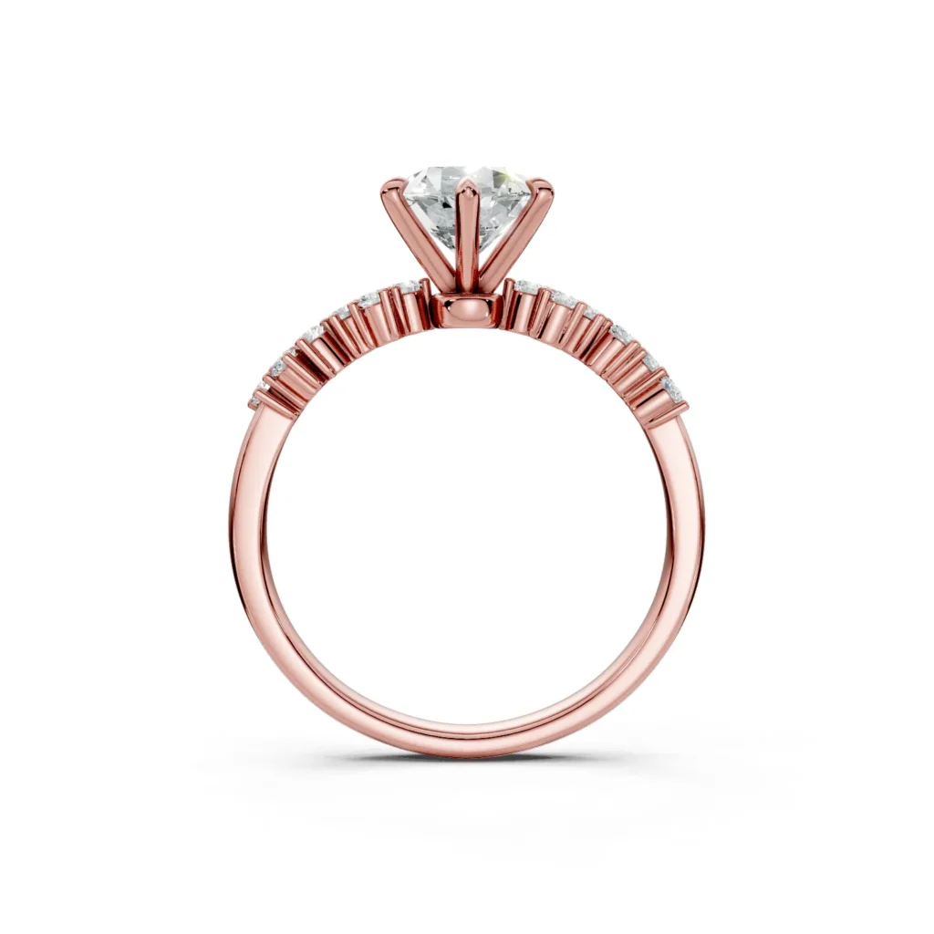 10 Vivre Features Solitary Four Prong Low Profile Light Pass Alternating Pavé 1 4 coverage round 1ct