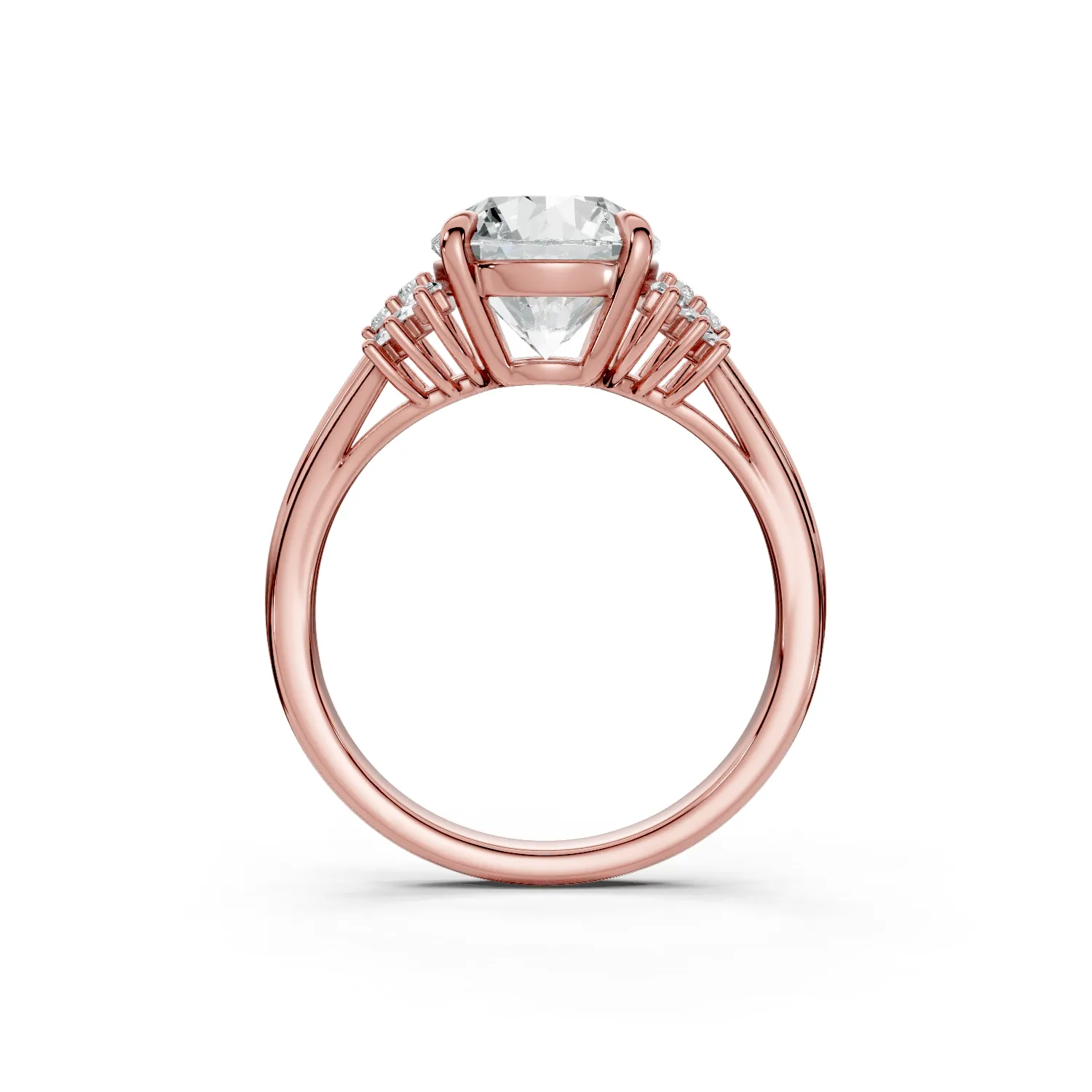 10 Vivre Features three stone cathedral Standard Profile Solitaire Comfort round 2ct