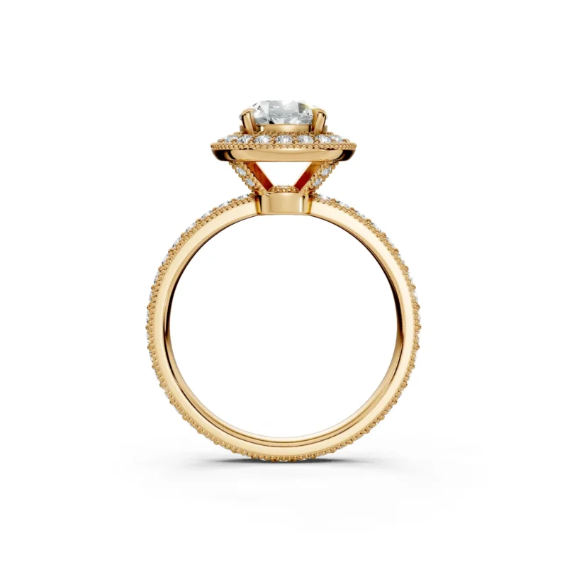 2 Vivre Features Halo Four Prong Low Profile Light Pass Pinpoint Pavé full coverage round 1ct