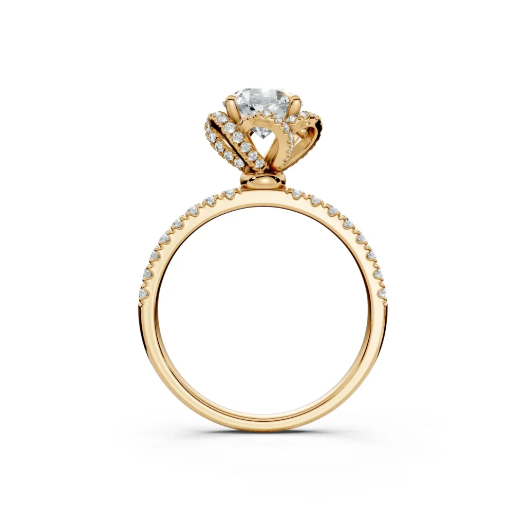 2 Vivre Features Halo Four Prong Outstanding Profile U Pavé 1 2 coverage round 1ct